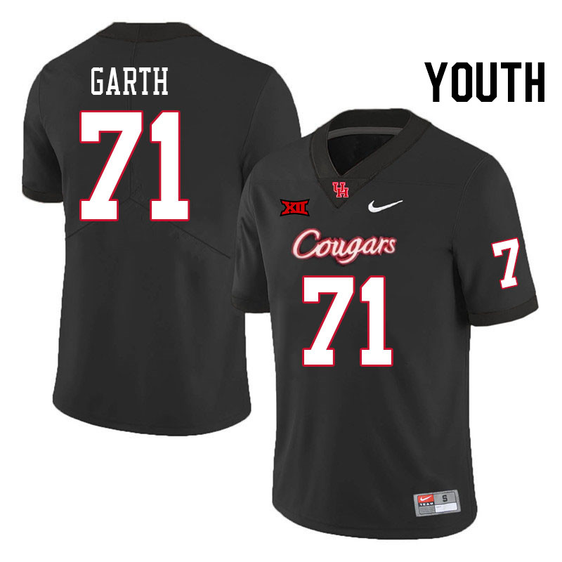 Youth #71 Jaylen Garth Houston Cougars Big 12 XII College Football Jerseys Stitched-Black